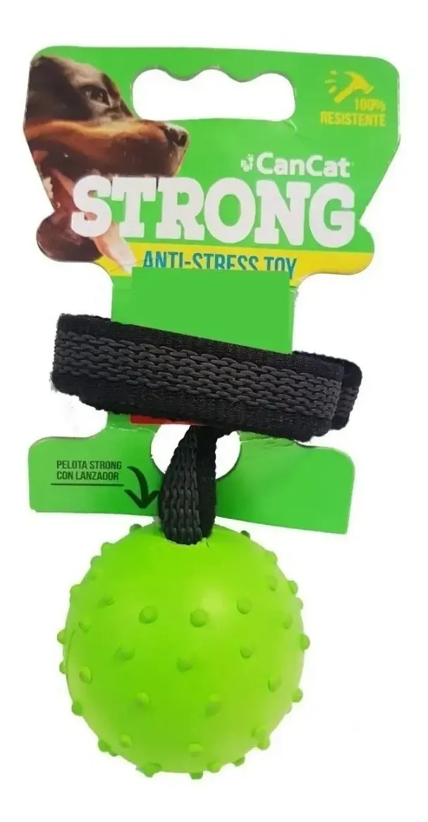 Cancat Juguete Anti Estrés Pelota Strong Con Soga P/ Perro Color Verde