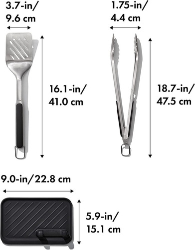 Imagen 3 de 10 de Set Parrilla Asado Espatula Pinza Soporte Silicona Oxo X3 Pz