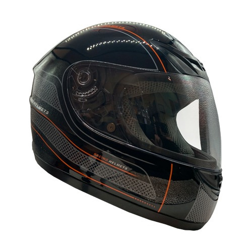 Casco Vento Negro Con Naranja Brilloso - Gkmotos.uy