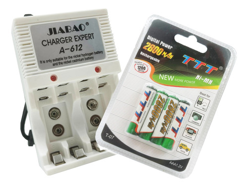 Cargador De Baterías Pared + Pack Pilas Recargable Aaa Power