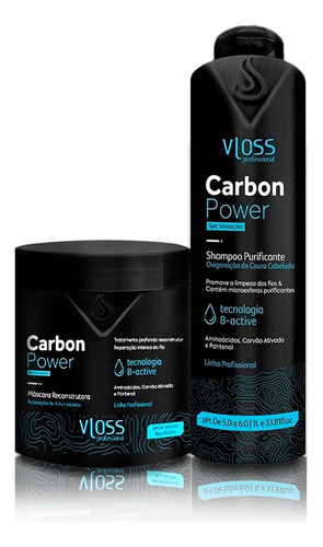 Kit Carbon Shampoo E Máscara Carvão Ativo Para Saúde Do Fio