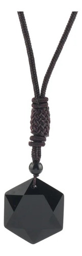 Collar De Obsidiana Con Dije Estrella Hexagrama Negra Fortuna Y Buena Suerte En Forma Hexagonal Joyeria Hombre Y Mujer Contra EnergĂa Negativa Limpieza Espiritual Vikingo Tender Lihome 1 Pza