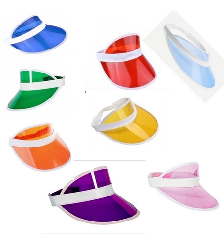 Pack X 10 Viseras Transparentes Surtidas De Color Cotillon  