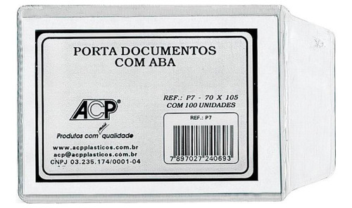 Porta Documentos Com Aba Acp 120x160mm P-12 C/100