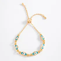 Comprar Pulsera Ojo Turco Baño De Oro Mujer Proteccion Suerte Ajusta