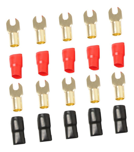 5 Pares 4 Awg Car Audio Wire Fork Terminal Conector Latón