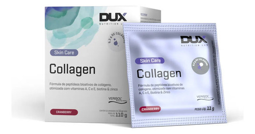 Collageno Verisol Skin Care C/ 10 Sachês 11g - Dux Nutrition Sabor Cranberry