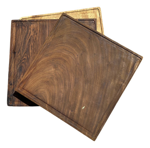 Platos Pack X12 Madera Dura Combo Asado Cocina Madera 22x22 Marrón Combo Maderas Duras