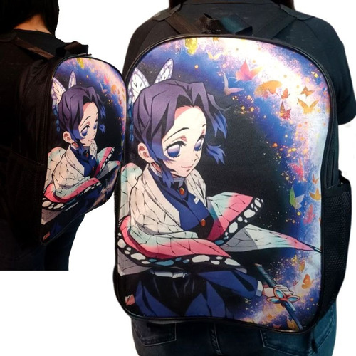 Imagen 2 de 4 de Mochila Reversible Nezuko / Shinobu Demon Slayer
