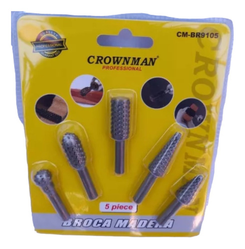 Set 5 Brocas Para Madera Escofina  1/4 Max. 20000rpm