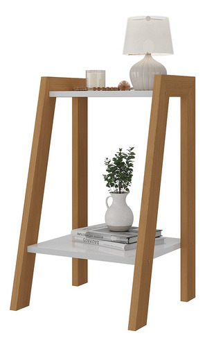 Mesa De Cabeceira Isabella Mdp 59,5x36cm Multifuncional Sala Acabamento Pintura Uv Cor Branco Madeira