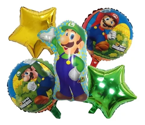 Pack 14 Globos Látex Personajes Mario Bros Para Aire O Helio