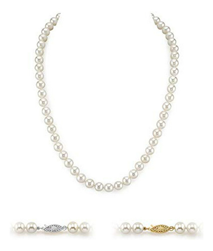El Collar De Perlas Fuente Oro 14k 7-8m M Aaa Calidad De Agu