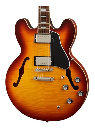 Guitarra eléctrica Epiphone Inspired by Gibson ES-335 Figured de arce raspberry tea burst brillante con diapasón de laurel indio