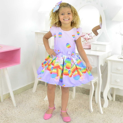 Tal Menina Tal Boneca Negra Nina Vestido Pop It -1 A 10 Anos