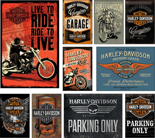 Poster Cartel De Aluminio Harley Davidson Biker Hd Vintage
