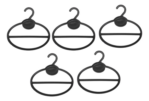 5 Perchas Ovaladas De Plástico Para Bufanda, Color Negro, 13