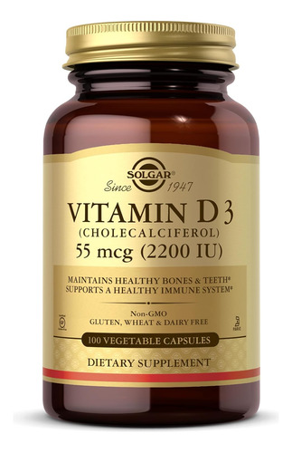 Vitamina D3 55 Mcg 2200 Ui Huesos Y Dientes 100 Capsulas 