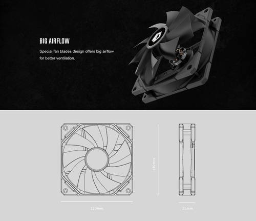 Imagen 4 de 6 de Cooler Fan Id-cooling 120mm Pwm Antivibracion Tf-12025 Negro