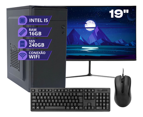 Computador Completo Intel I5 3.60ghz 16gb 240gb Monitor 19
