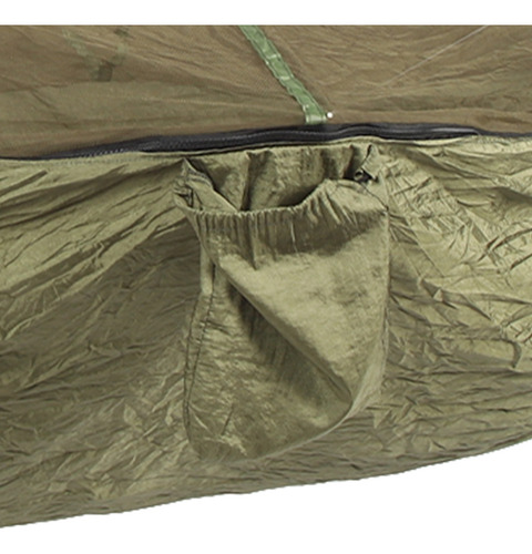 Hamaca De Camping Con Red 210t Nylon Para Viajes Ourdoor Verde Musgo