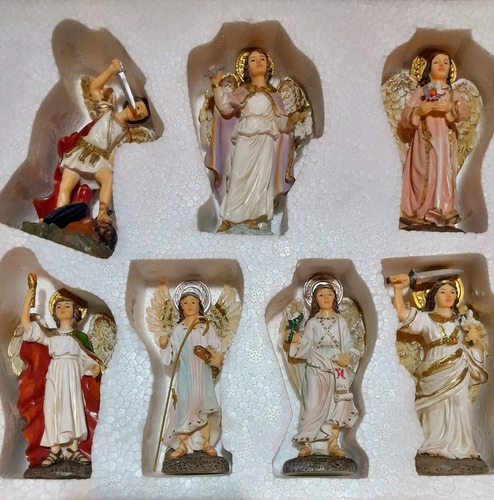 7 Arcángeles En Resina Italiana, Marca D'angelo, 10 Cm