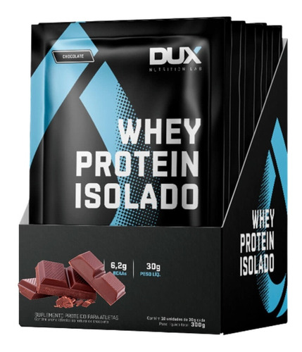 Whey Protein Isolado Display 10 Sachês 30g Saborcookies Dux Sabor Cookies /val 02/2023