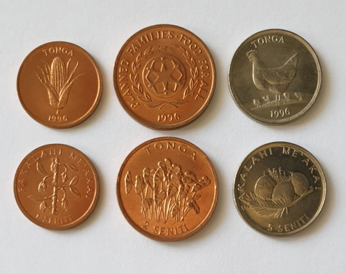 Monedas Mundiales:tonga Set 3 Mon:  1 , 2, 5 Senti Año 1996