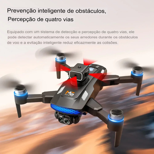 Drone M6, Tela Câmera Motor Brushless 1 Bateria + Óculos Vr Preto