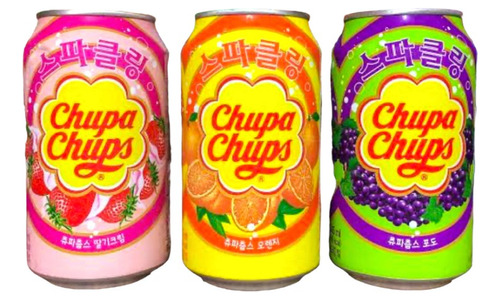  3  Refrigerante Importado Chupa Chups-laranja,uva,morango