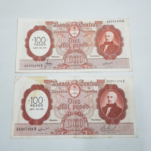 Antiguo Billete Argentino 10.000 Pesos Serie B Mag 61481