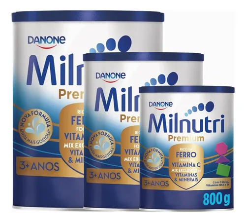 3 Latas- Composto Lácteo Em Pó Milnutri Premium Danone 800gr