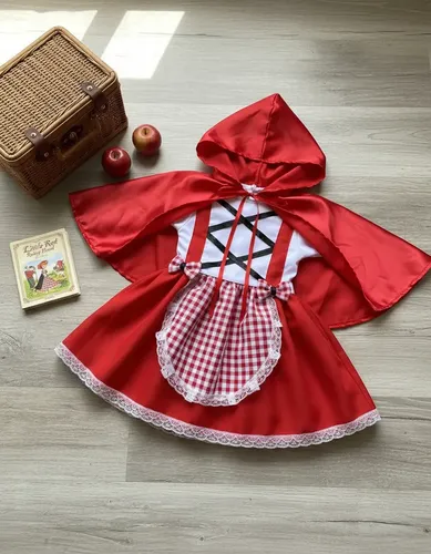 Roupa Chapeuzinho Vermelho Com  Avental E Capa (jardineira)
