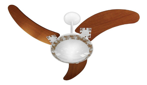 Ventilador De Teto Ventus 3p Branco/mogno Venti-delta 220v Cor da estrutura Branco Cor das pás Mogno