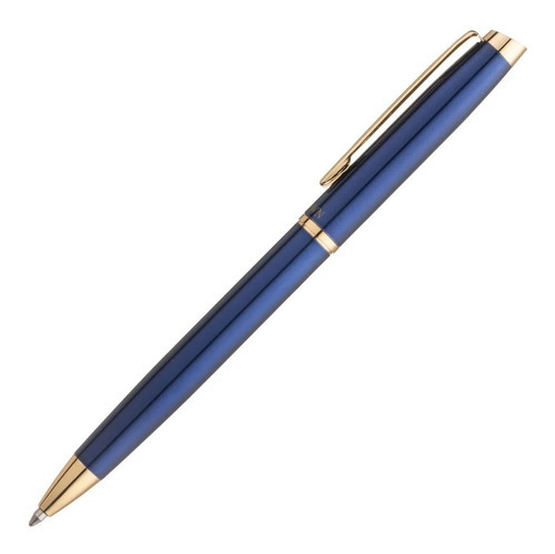 Caneta Crown Esferográfica Libra Gold Metal Yw10078 Cor Do Exterior Azul Cor Da Tinta Azul