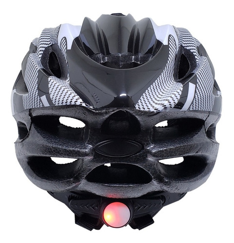 Imagem 4 de 7 de Capacete Com Sinalizador De Led Ciclismo Bike Preto - Branco