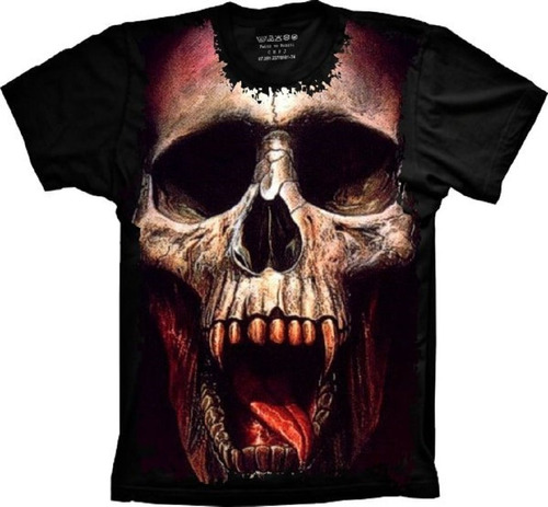 Camiseta Frete Grátis Plus Size Cranio Caveira Vampiro