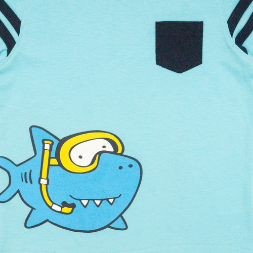 Conjunto Beach Niño Playera Redondo + Short A Combinación Turquesa Estampado 6