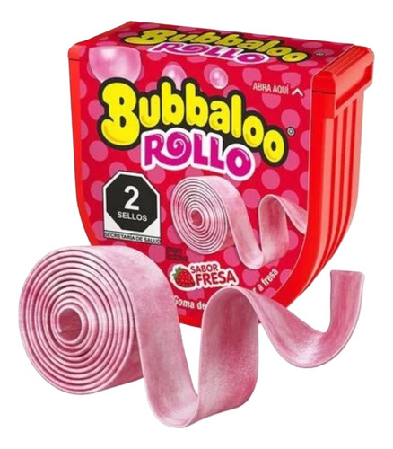 Bubbaloo Rollo Frutilla 6 Pzas