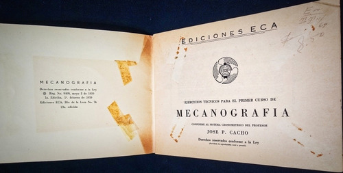 Ediciones Eca Mecanografía Ejercicios Para El Primer Curso (Usado)