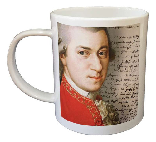 Taza De Plastico Mozart Diseño Con Partituras De Fondo M2