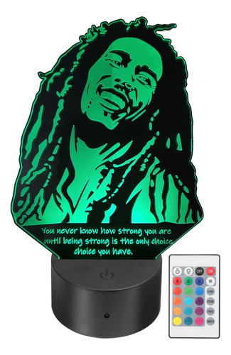 Lámpara Led Bob Marley Personalizada Con Frase Acrílico Rgb