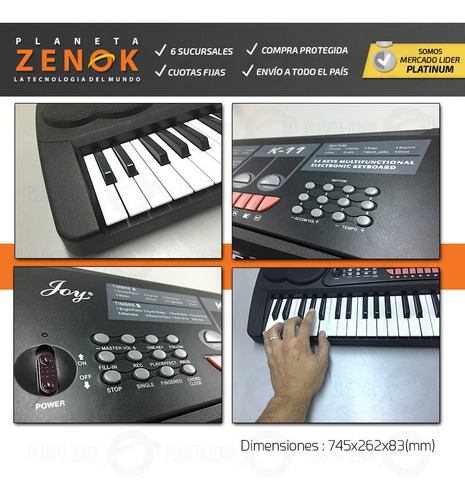 Imagen 3 de 10 de Teclado Musical Organo Piano K-11 54 Teclas Efecto Microfono