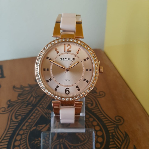 Relógio Seculus Feminino Grande Barato Original Prova D'água