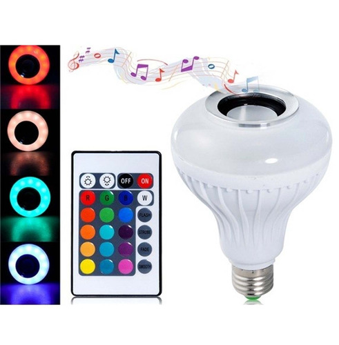 Pack 12 Ampolletas Led Con Bluetooth Parlante Control Remoto