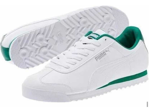 tenis puma roma blancos con verde 