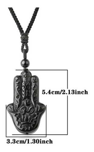 Imagen 2 de 5 de Collar Cuarzo Mano Obsidiana Negro - Poder Y Proteccion