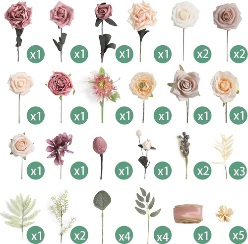 Himifolo Juego De Flores Artificiales, Color Rosa Rubor, Flo