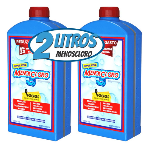 Kit 2 Litros De Menoscloro Para Limpeza  De Piscina