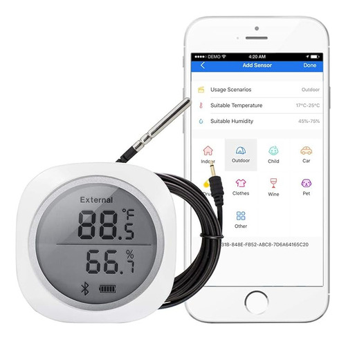 Termómetro Bluetooth, Higrómetro, Sensor De Temperatura Y Hu